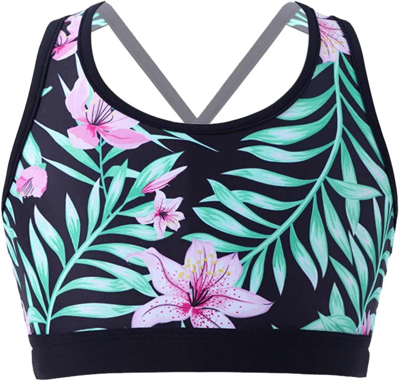 Two Pieces Bathing Suit for Kids Girls Flower Butterfly Printed Swimwear Set Rash Guard Swimsuit