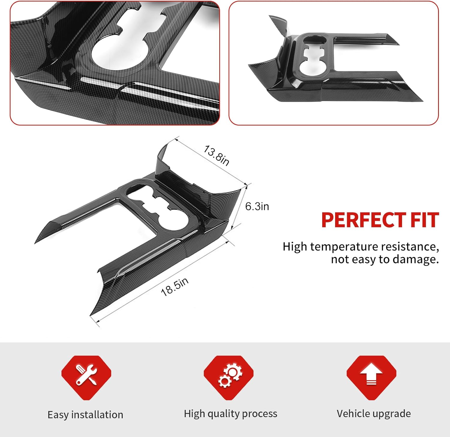 Jimen Compatible with Chevy Silverado 2019-2021, Compatible with GMC Sierra 2019-2022, Gear Shift Panel Cover Trim (Carbon Fiber)