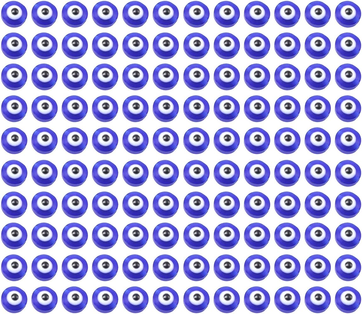 200 Pcs Plastic Eyeball Beads Evil Eye Beads Turkish Blue Evil Eye Charms for DIY Crafts Bracelets Necklace Making Accessories