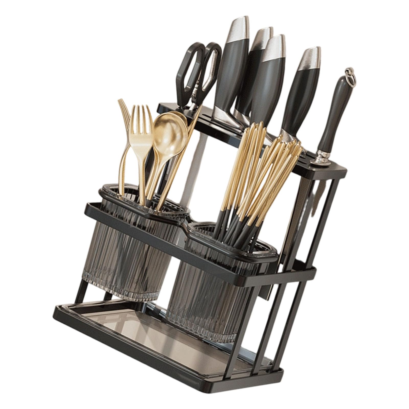 Piceioep Combined Kitchen Organizers for Home Camping Dining Featuring Spoon Chopstick Cutting Board Storage Kitchen Storage Rack