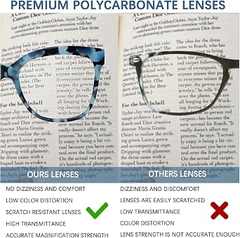 6 Pack Fashion Reading Glasses for Women - Blue Light Blocking Square Readers Anti Eyestrain Eyeglasses Spring Hinge