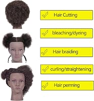 RUISIMEI Afro Gyakorló Babafej 100% Valódi Hajjal - Fodrász Oktatófej Afro-Amerikai Hajstílushoz, Fonáshoz, Asztali Rögzítővel 3