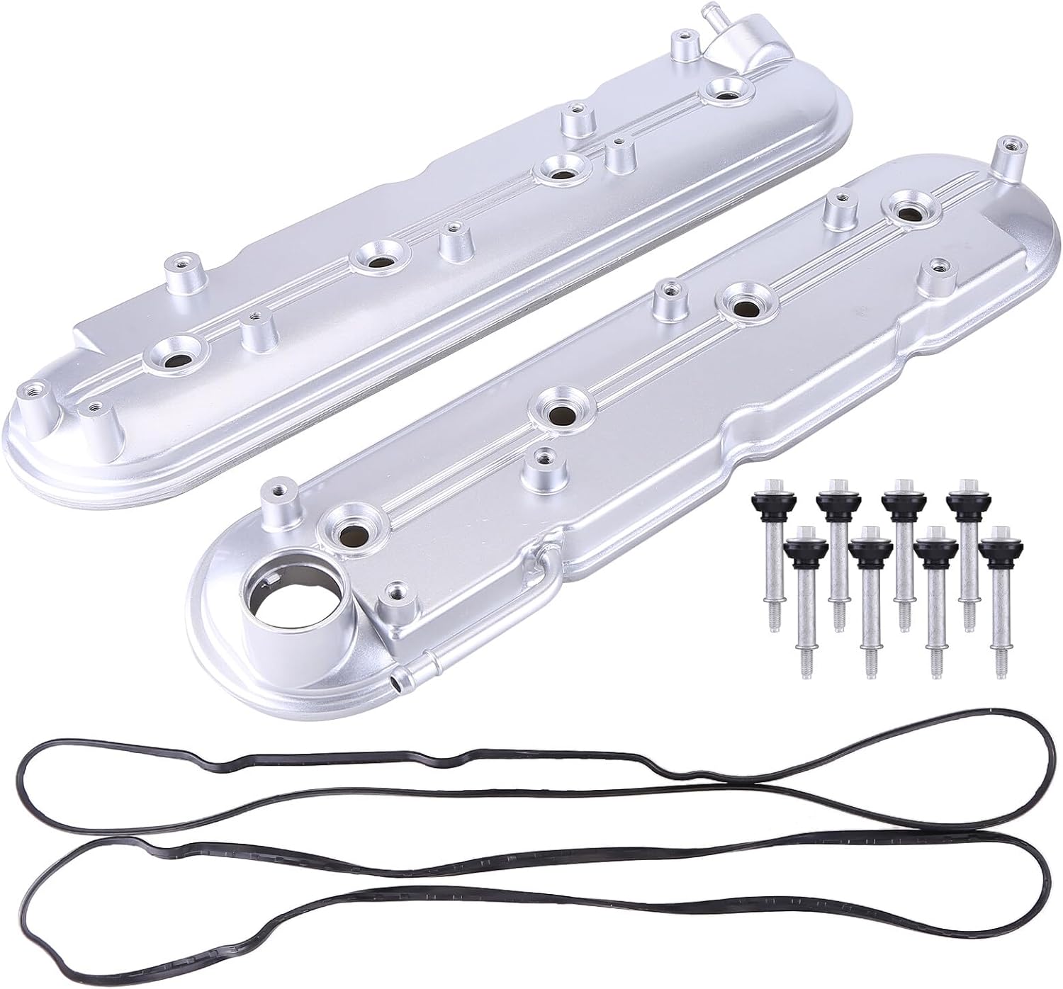 PHEZEN 12570427 12582224 Driver and Passenger Side Engine Valve Cover w/Gaskets, Bolts fit for 1999-2008 Chevy Tahoe Silverado Suburban 1500 2500 3500 Sierra Yukon Valve Cover 5.3 6.2 6.0 264-965