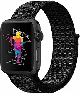 سوار معصم بديل بحلقة نايلون بتصميم رياضي أنيق ومرونة عالية خصيصا لساعات ابل الذكية سلسلة 1/2/3/4/5/6 مقاس 38/40 ملم من جي باور - أسود