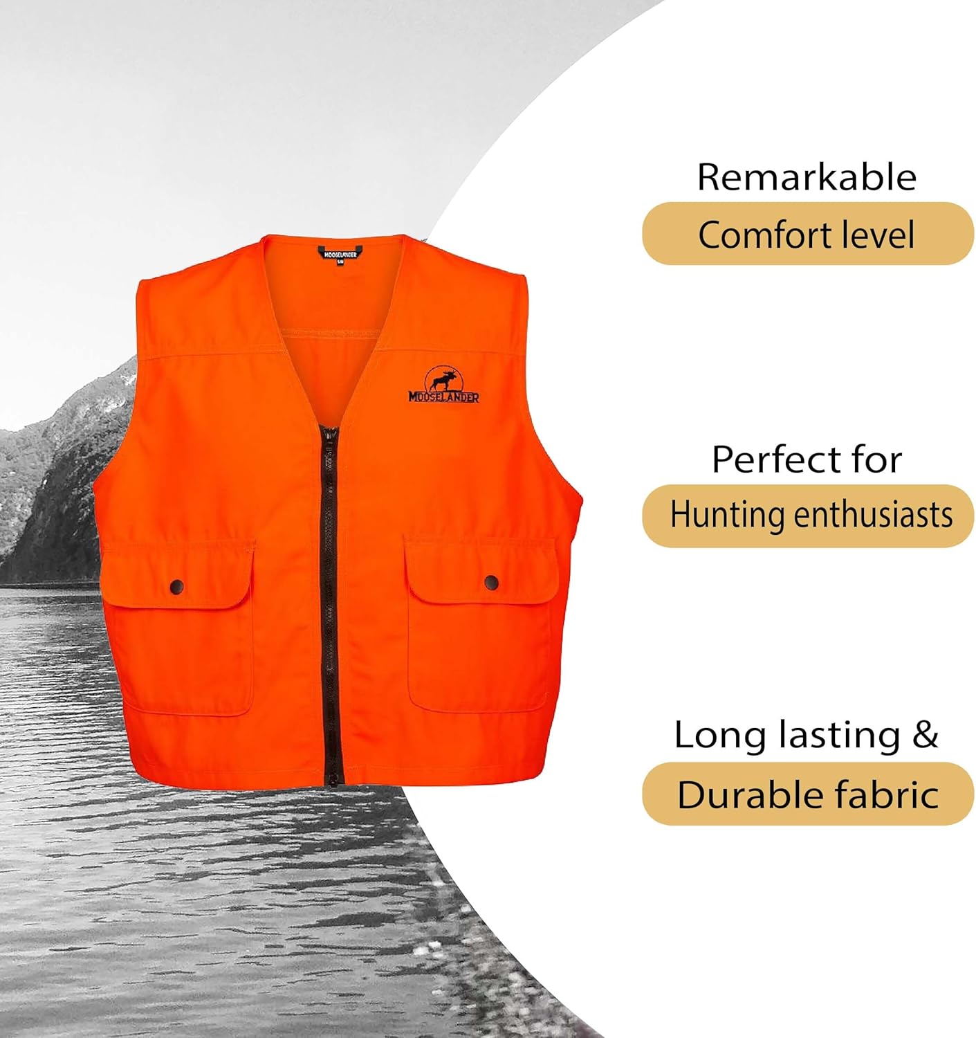 Youth Safety Vest - High Visibility Mesh Safety Vest for mens with Pockets and Zipper - Perfect for Hunting - Image 4