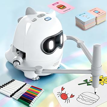 Joso Drawing Robot Toys for 3-8 Year Old Kids with 200 Cards & 22 Pens