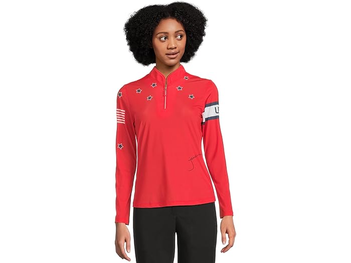 Sunsense Luminous Print Long Sleeve 1/4 Zip Sun Protection Top - Image 1