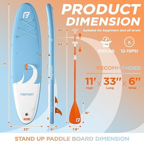 Vista 36 de FBSPORT Tabla de remo de pie prémium de 11 pies, tabla de yoga con accesorios duraderos de SUP y bolsa de transporte, amplia posición, control