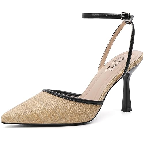 Susanny Heels for Women Stiletto Closed Pointed Toe Backless Dress