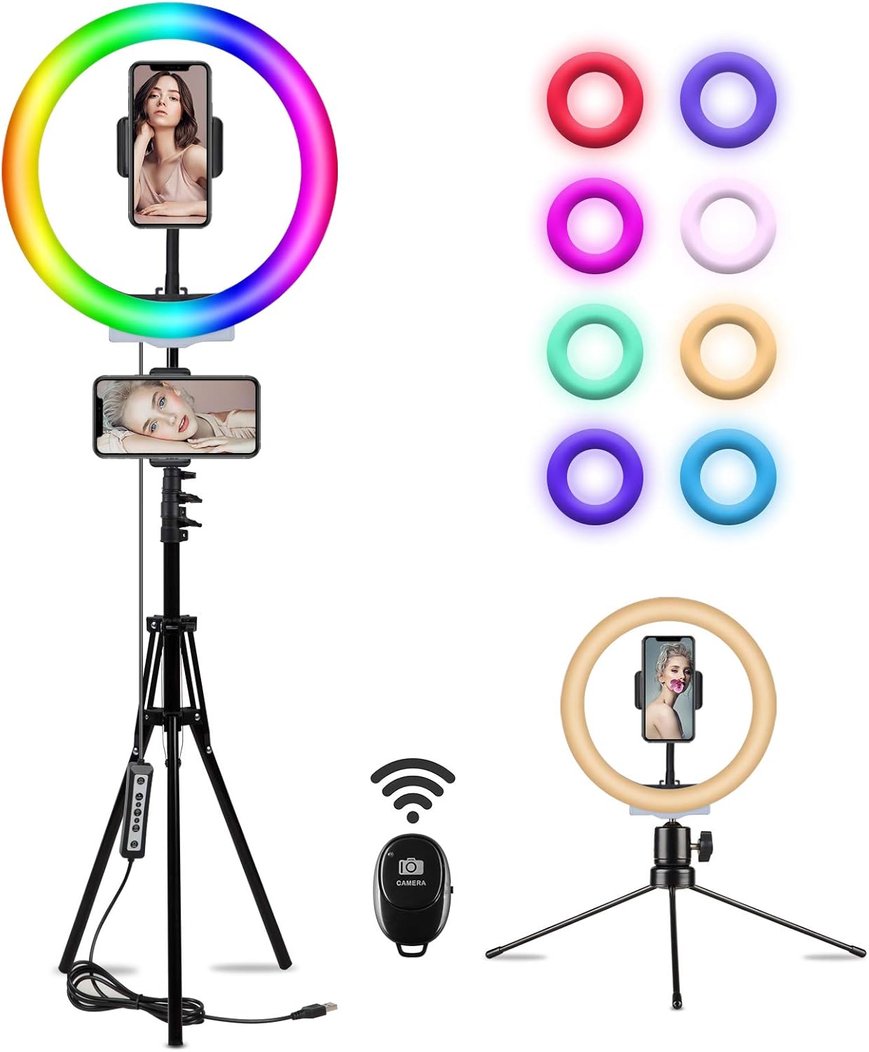 Flаѕh Dеаlѕ - 70% оƒƒ 10.2-inches Selfie Ring Light Desktop with Tripod Stand 10 Colors RGB Flash Ring Light with 2 Tripod Stand & Phone Holder for YouTube Video, Live Stream, Makeup, Match iPhone & Android Flаѕh Dеаlѕ - 70% оƒƒ 10.2-inches Selfie Ring Light Desktop with Tripod Stand 10 Colors RGB Flash Ring Light with 2 Tripod Stand & Phone Holder for YouTube Video, Live Stream, Makeup, Match iPhone & Android