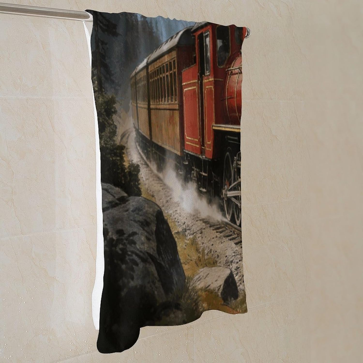 Train Bath Towel, Highly Absorbent & Quick Drying Beach Towel, Compact & Lightweight Pool Towel for Bathroom, Beach, Pool, Gym, Spa, and Hotel Use
