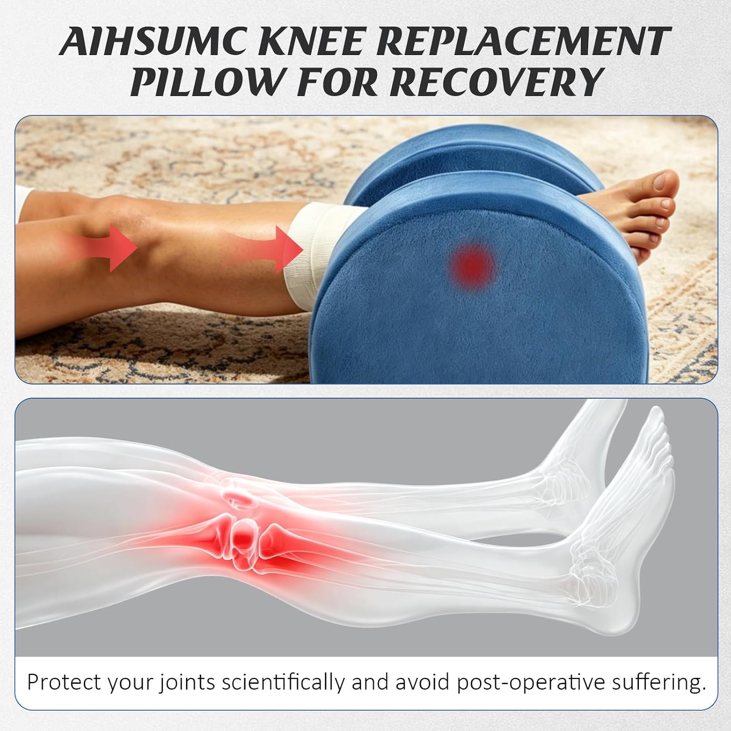 Knee Replacement Pillow for Post Surgery Recovery, Leg Elevation & Alignment Support, Hip Abductor Foam Wedge Pillow for Knee Surgery ACL Rehab Sleeping Aid