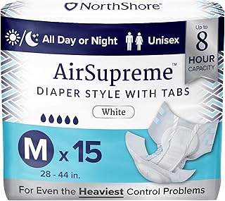 AirSupreme Incontinence Tab-Style Briefs for Men and Women, Medium, Pack/15