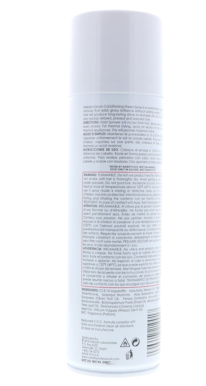 Gleam Conditioning Sheen Spray by Nairobi for Unisex - 11 Ounce Hair Spray