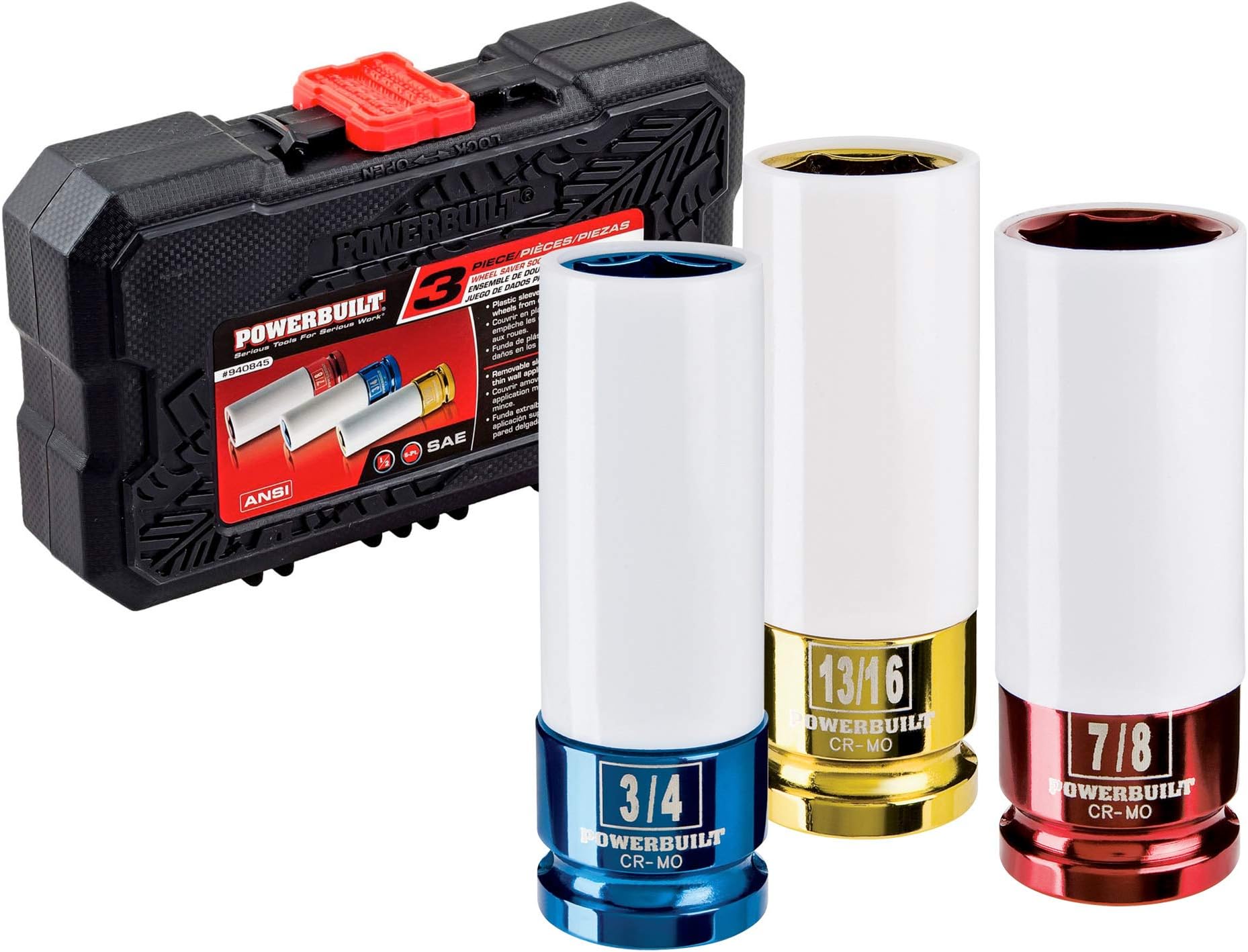 Amazon.com: Powerbuilt 3 Piece 1/2 Inch SAE Color Wheel Socket Set ...