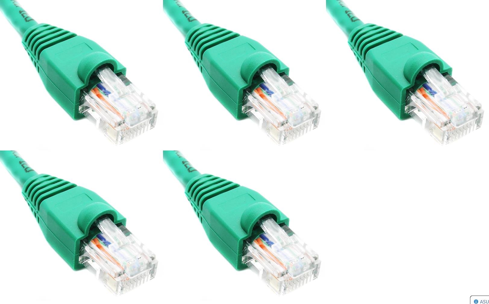Opakowanie 5 - zielony kabel sieciowy 2FT Cat6 Lan Internet kabel krosowy RJ45 Gigabit
