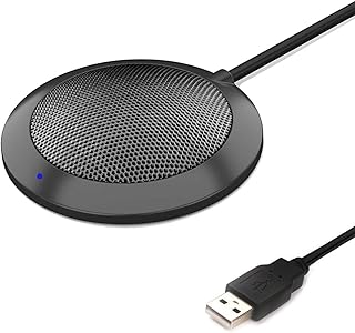 USB Computer Microphone, Portable Omnidirectional Condenser Boundary Laptop Conference Microphone for Recording, Video Meeting, Gaming, Skype, VoIP Calls with10ft Pickup Range