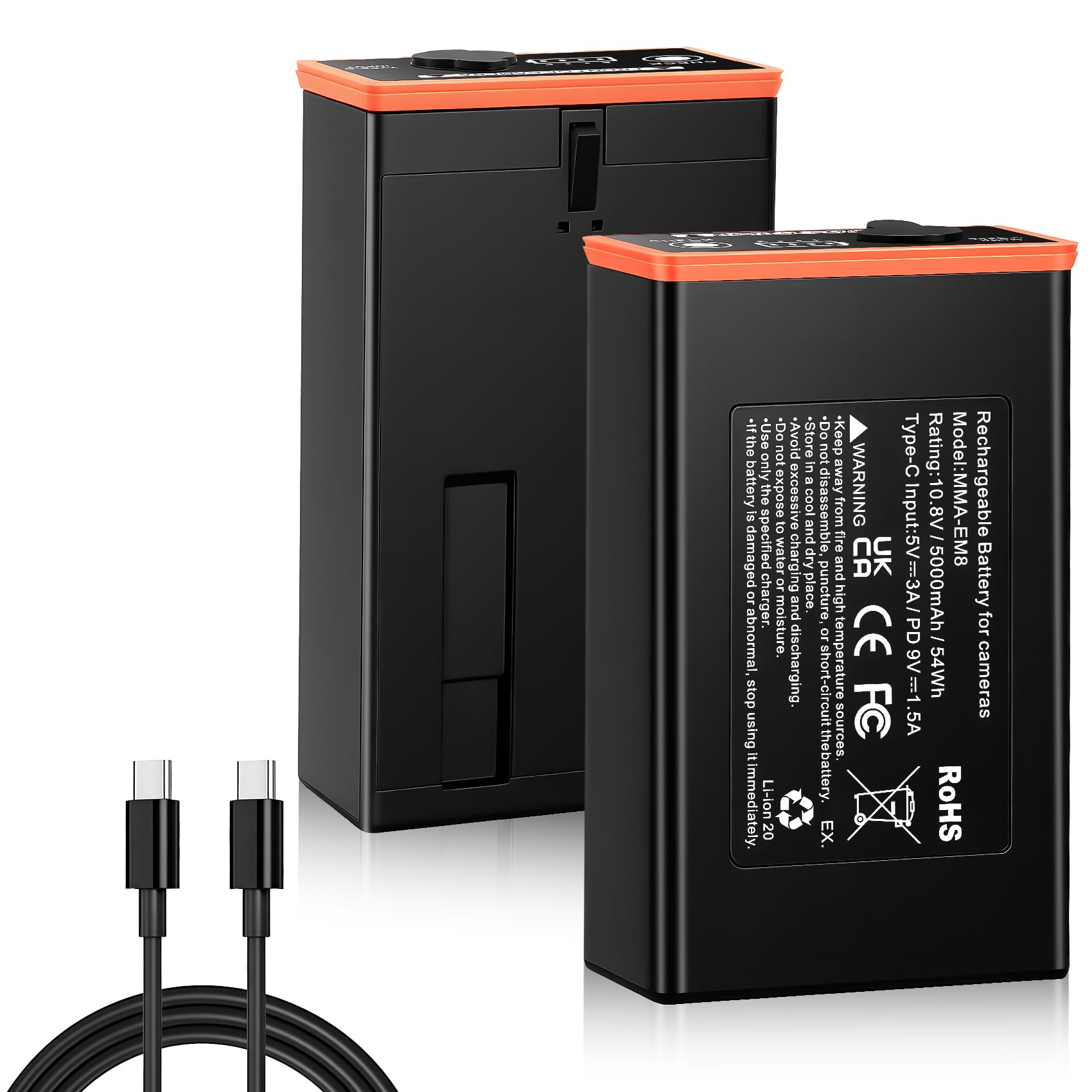 COOLSHOW Trail Camera Battery Replacement for Power Mag Plus Battery,5000mAh High-Capacity Li-ion Rechargeable 2 Packs Compatible with Moultrie Edge/PRO,Edge 2/2 PRO Cellular Trail