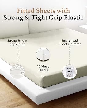 800 TC Twin Fitted Sheets Only, 100% Egyptian Cotton Fitted Sheet - Ivory