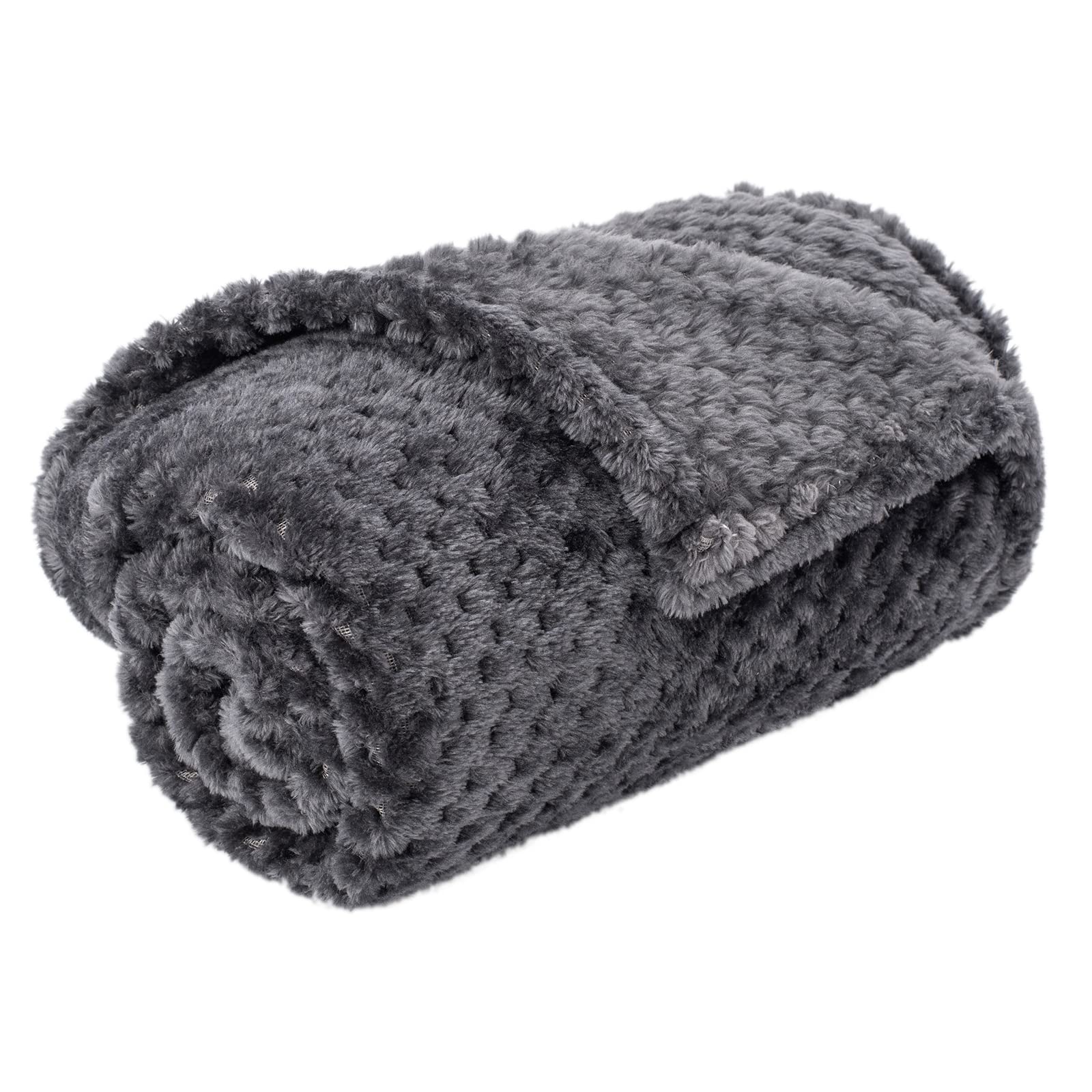 Warm Soft Fuzzy Dog or Cat Blanket, Plush Fleece Throws for Bed, Couch, Sofa, Travel (M/32" x 40", Grey Black)