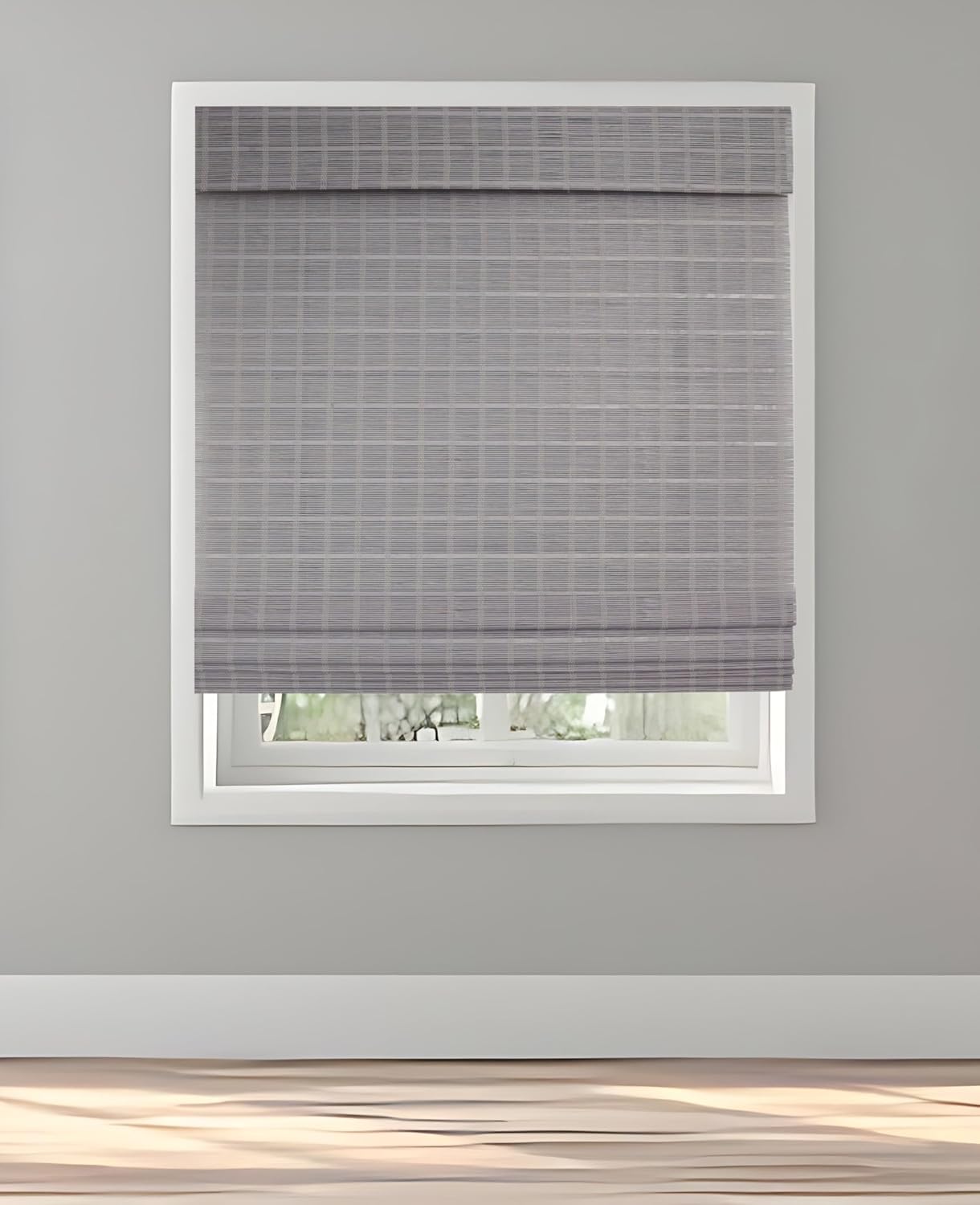 TJ Global Cordless Bamboo Window Blind Sun Shade, Light Filtering Roman Shades - Dark Brown (W42 X L64)