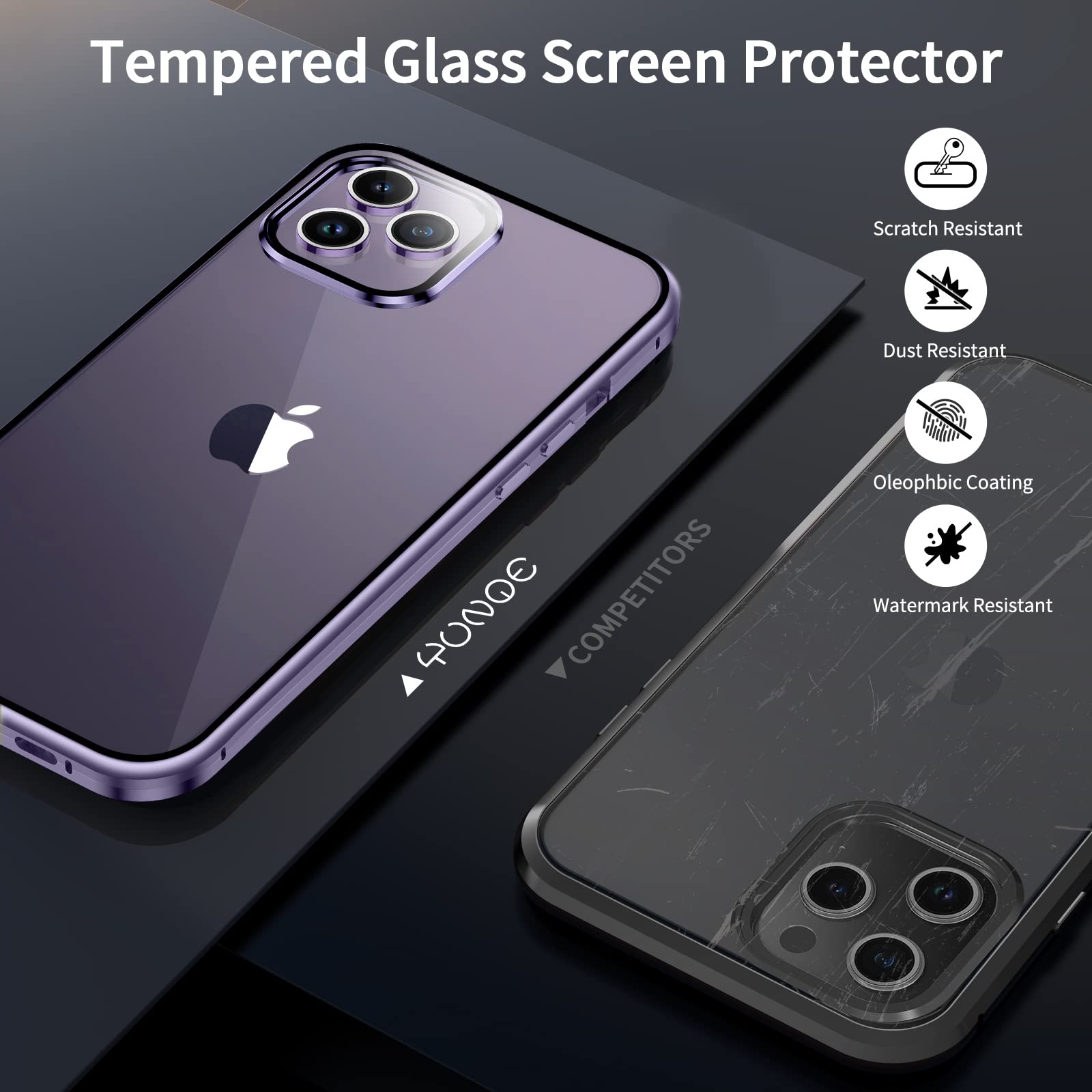 Amazon.co.jp: iPhone14ProMax用ケース 両面ガラスケース【前後ガラス+