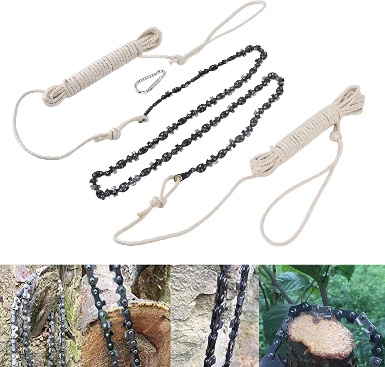 64 Sections 62 Teeth 48in High Achieve Tree Limb Hand Rope Saw, Hand Rope Chain Saw, Both Sides Teeth Blades Folding Pocket Chainsaw for Tree Limb, Outdoor Camping, Tree Pruning, Hand Rope Chain Saw,