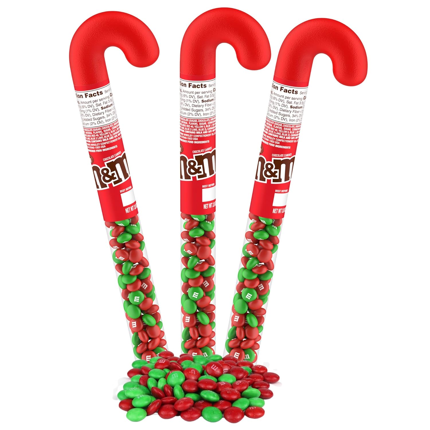 Christmas Candy Cane Tubes with Milk Chocolate Lentils