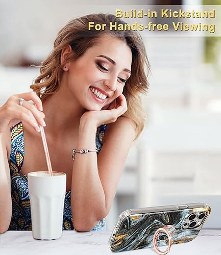 Miniatura 7 de Btscase Funda para iPhone 15 Pro Max de 6.7 pulgadas, protector de pantalla integrado con soporte de anillo de 360, cuerpo completo de doble capa,