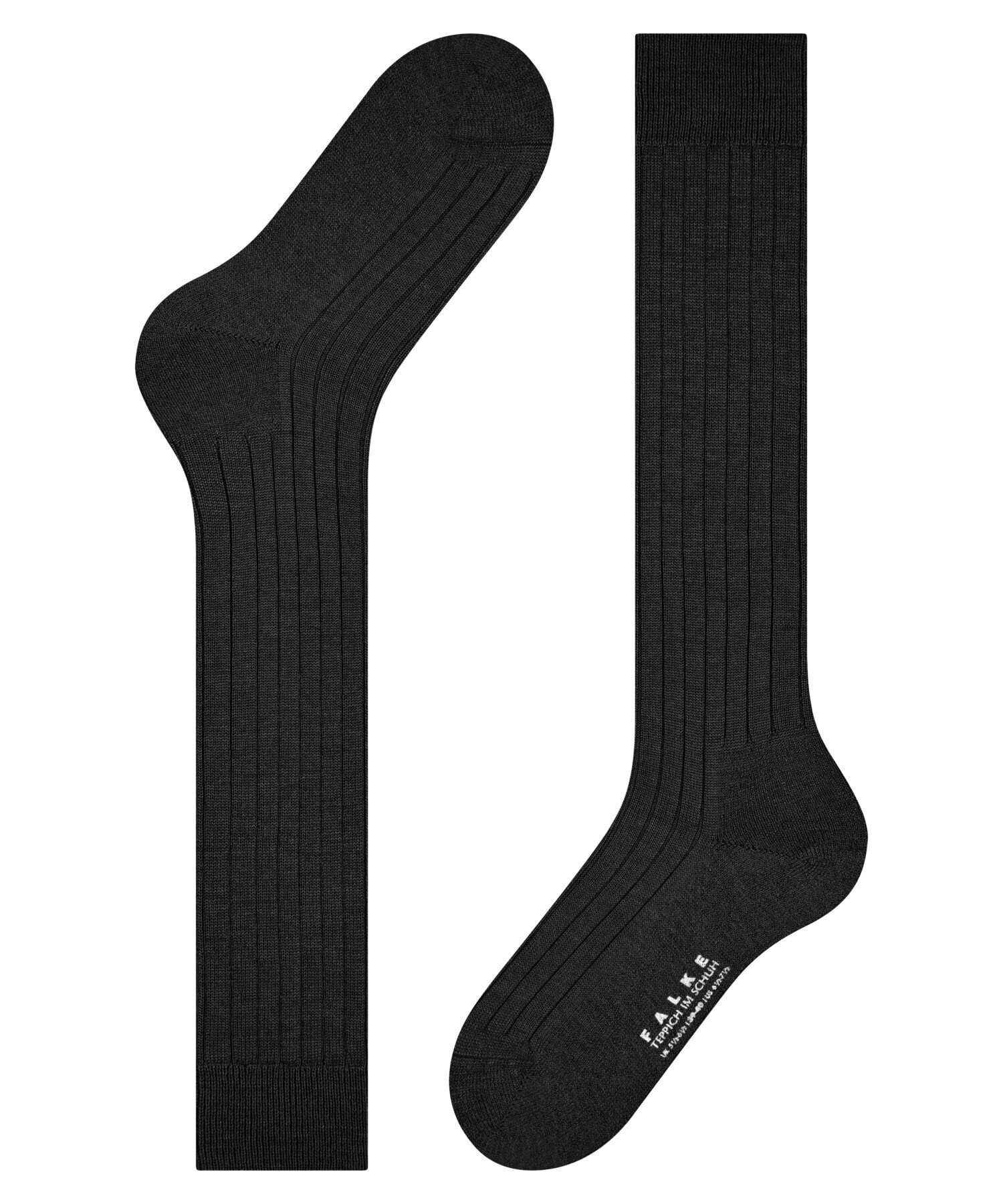 FALKE Teppich Im Schuh M Kh lana lisos 1 par, Calcetines largos Hombre, Negro Black 3000, 43-44