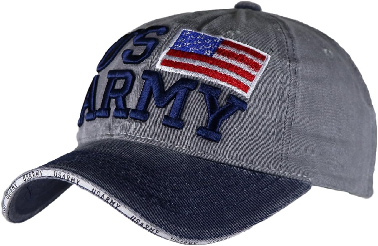 iSWEVENHip Hop 100% Cotton Cap for Men & Women (Unisex) Fashion Adjustable Strip Snapback Sportswear Hat (5008-US Army) Multicolour