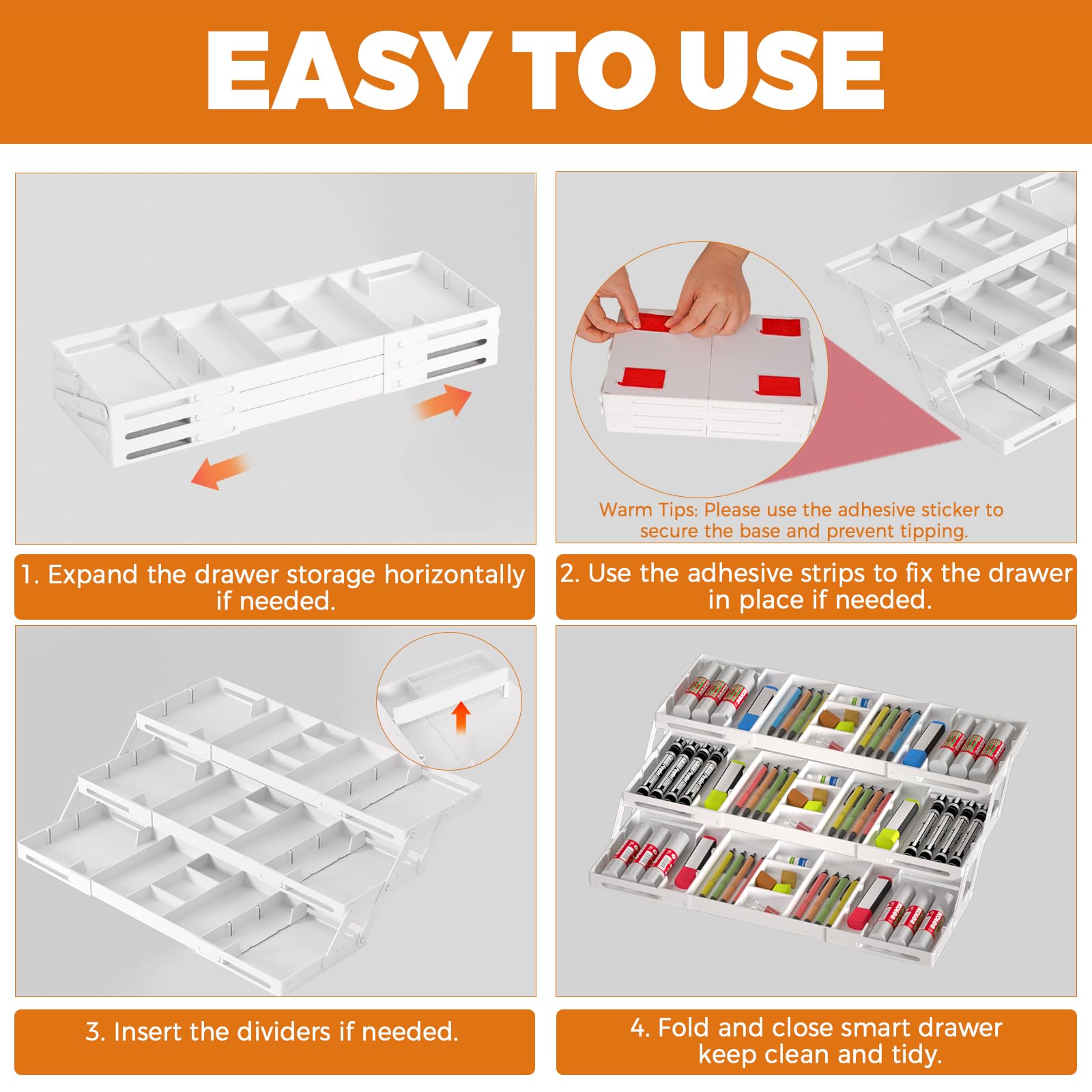 Organizer per cassetti a 3 livelli, organizer espandibile per cassetti, organizer intelligente per ufficio, organizer per cassetti pieghevoli, organizer da scrivania a più livelli per trucchi,