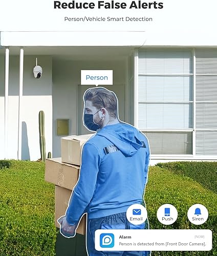 Miniatura 4 de Cámara de batería solar Pan Tilt inalámbrica para exteriores para seguridad del hogar, visión nocturna 2K con sensor de movimiento PIR, audio de 2