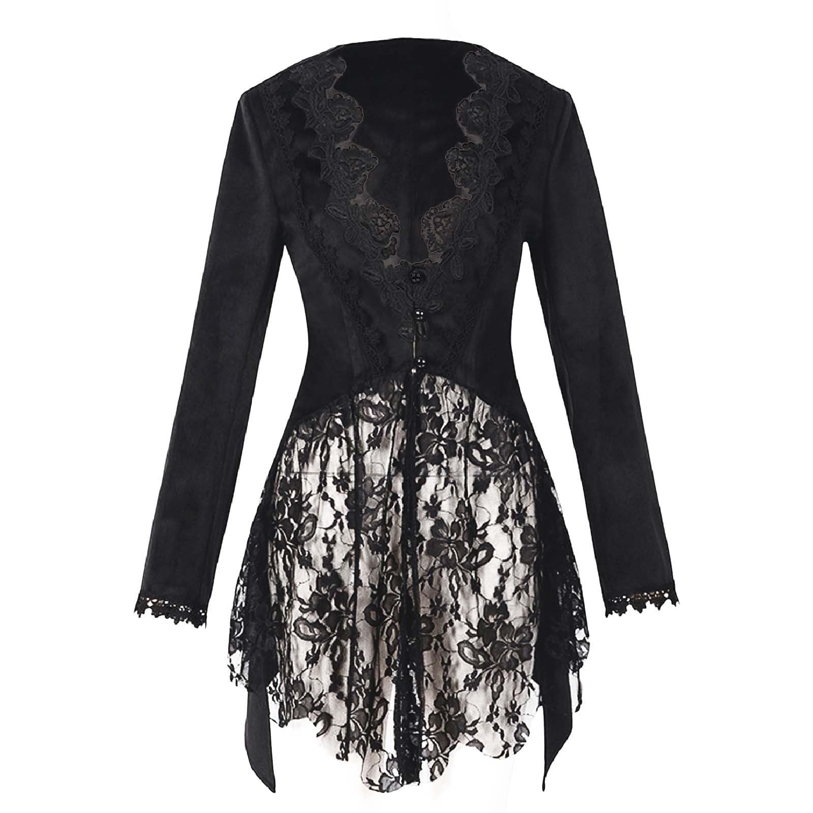 Steampunk Damen Jacke, Gothic Frack Damen Mantel,Punk Gehrock Damen Mittelalter Viktorianischen Mäntel Renaissance Vintage Smoking Klied für Frauen Halloween Kostüm Karneval Party Cosplay Kleidung