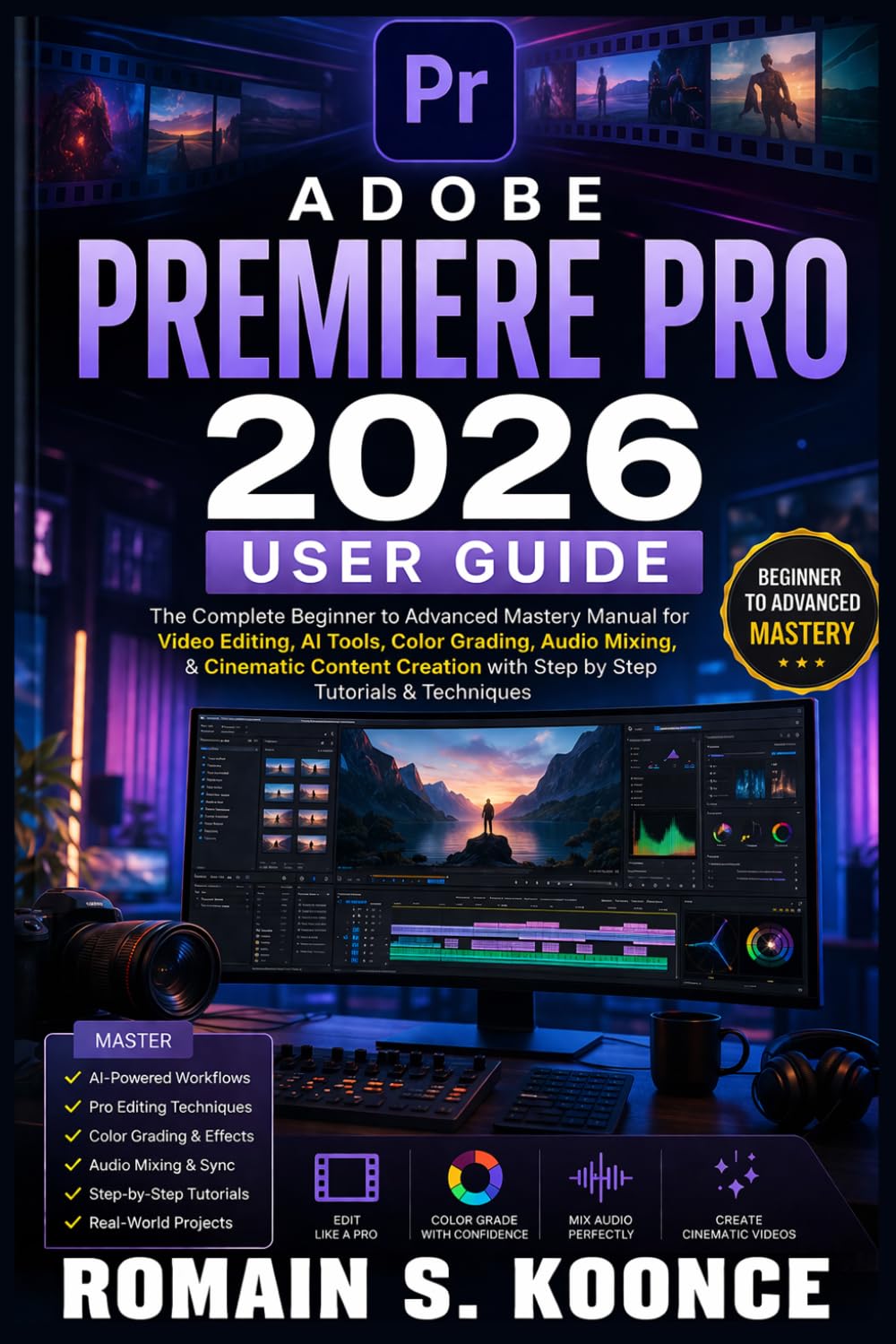 ADOBE PREMIERE PRO 2026 USER GUIDE: The Complete Beginner to Advanced Mastery Manual for Video Editing, AI Tools Color Grading, Audio Mixing, & Cinematic Content Creation with Step by Step Tutorials
