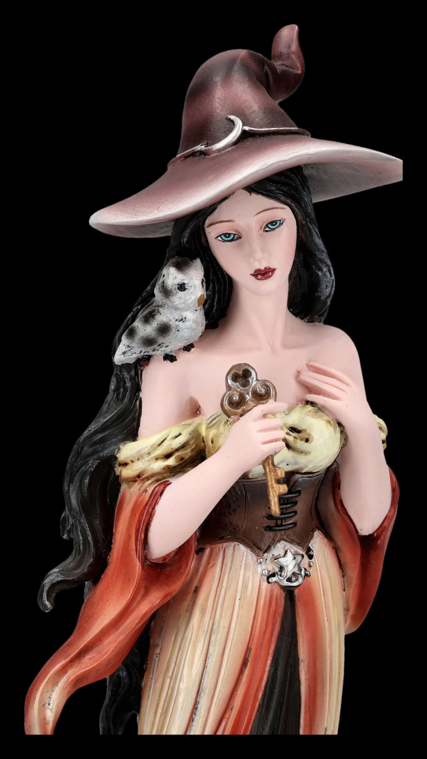 Figuren Shop GmbH Figura de bruja – Calidra, guardián de la llave, decoración de fantasía pintada a mano (21 cm), colección Tales of Aurelion, idea de regalo para protección y sabiduría