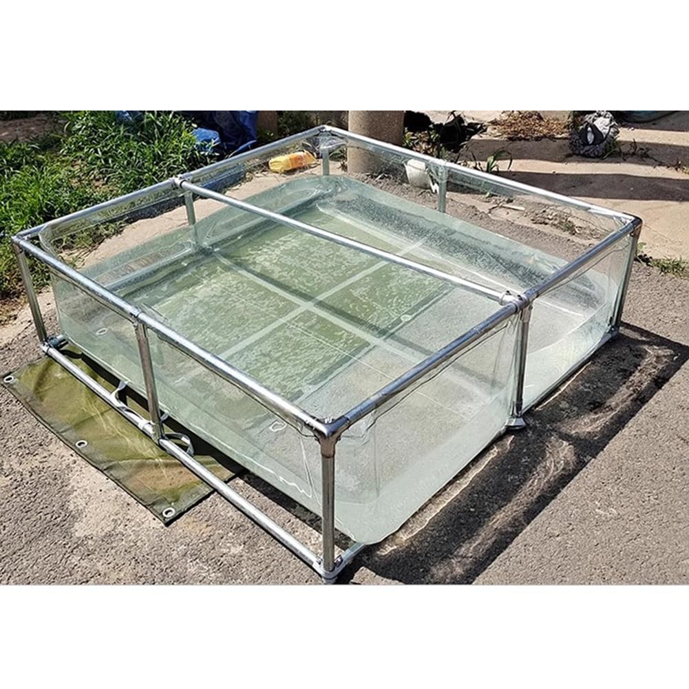 GZHERVICES Temporary Fish Tank With Clear Viewing Panel, Aquarium Pool Pond, Canvas Indoor Pond, Fish Ponds for Outside, Above Ground Pond, Koi Pond, Duck Pond(Clear,200x100x70cm)