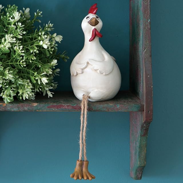 Bits and Pieces - Chicken Shelf Sitter - Polyresin Hand-Painted Hen Ornament For Your Home