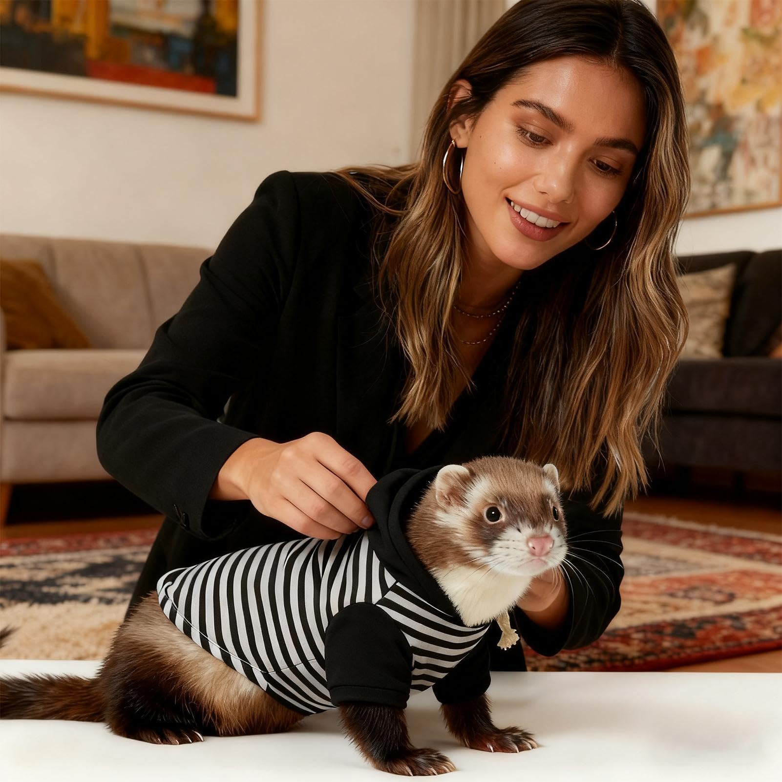 Vestiti per Furetti Comoda Morbida Per Criceti Con Pettorina | Maglione Per Criceti Conigli Furetti Adatto a Scoiattoli Cincillà Chihuahua Gatti Animali Domestici