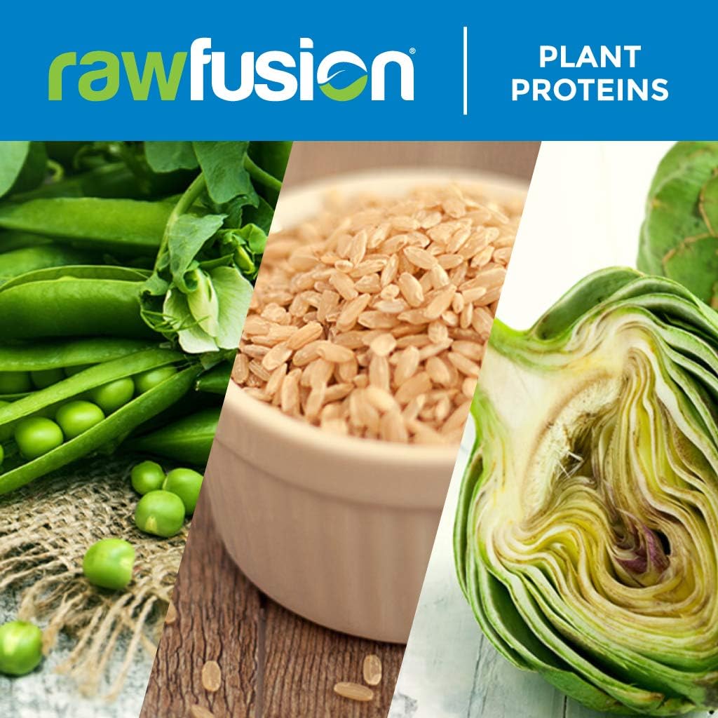Rawfusion 4lbs- Raw Plant Based Protein Powder, Natural Chocolate - 21g of Protein, Vegan, Low Net Carbs, Gluten Free, Lactose Free, Soy Free, Non-GMO.