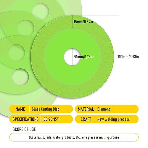 Miniatura 3 de Takuoo 5 discos de corte de vidrio, rueda de corte de hoja de diamante súper fina de 4 pulgadas para amoladora angular, adecuada para corte, cámara