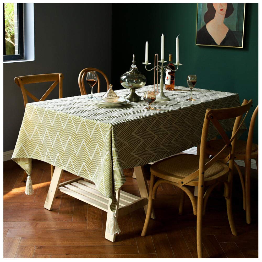 WLI Tischdecke Rechteck, 110x145cm, Gelb Faltenfreie waschbare Tischdecke, Dekoration Tischdecke für Küche Dinning Indoor Party
