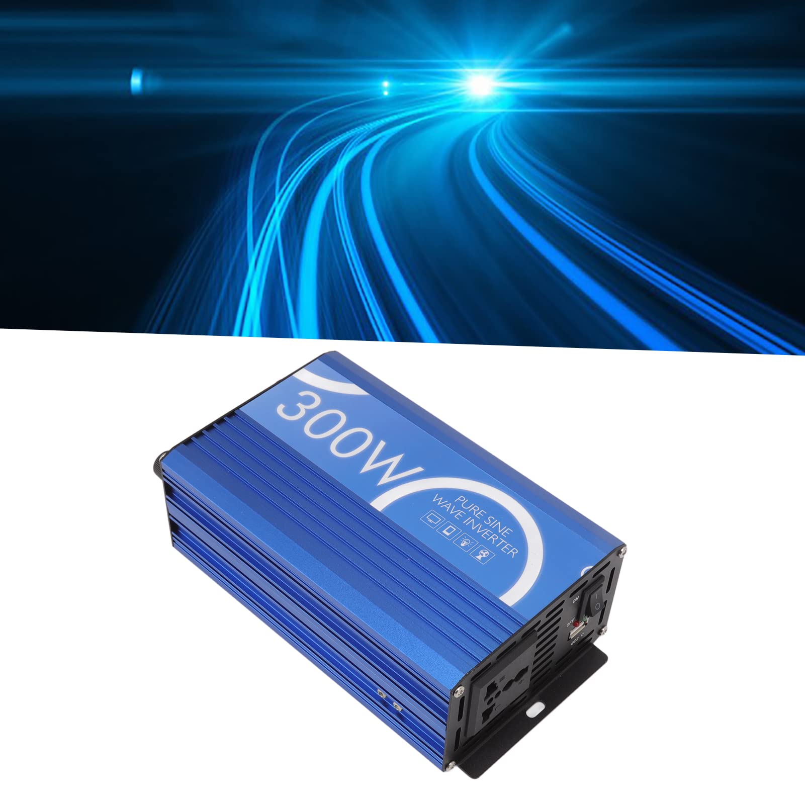 Inverter di Potenza a Onda Sinusoidale Pura da 300 W Controllo Intelligente Durevole per Elettrodomestici Veicoli Alluminio 8,9x4,6x2,8 Pollici