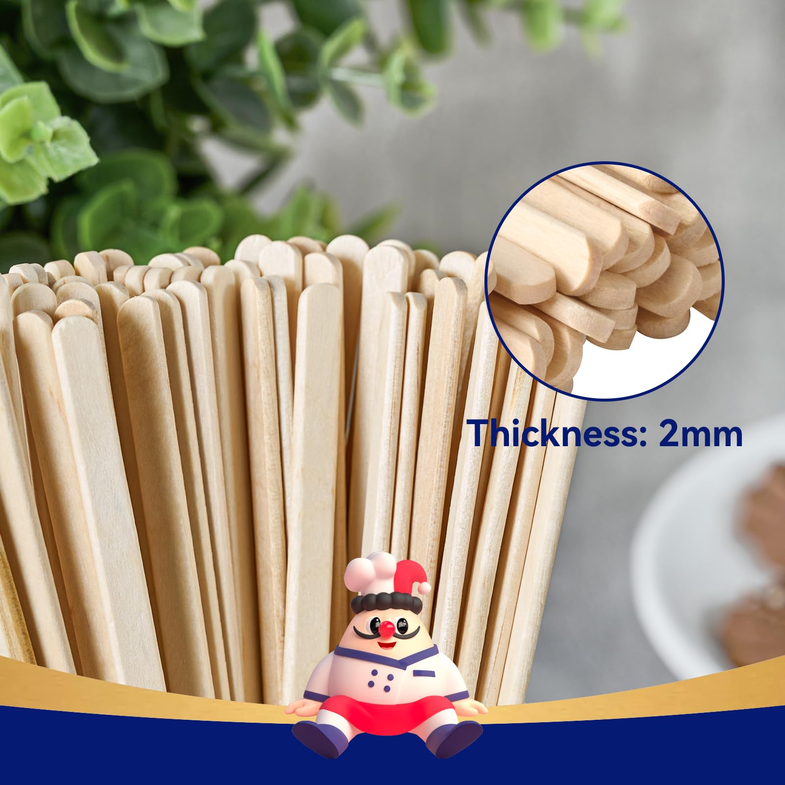 Birch Wooden Coffee Stirrers - 100 Count -5 Birch Wooden Coffee Stirrers - 100 Count -5