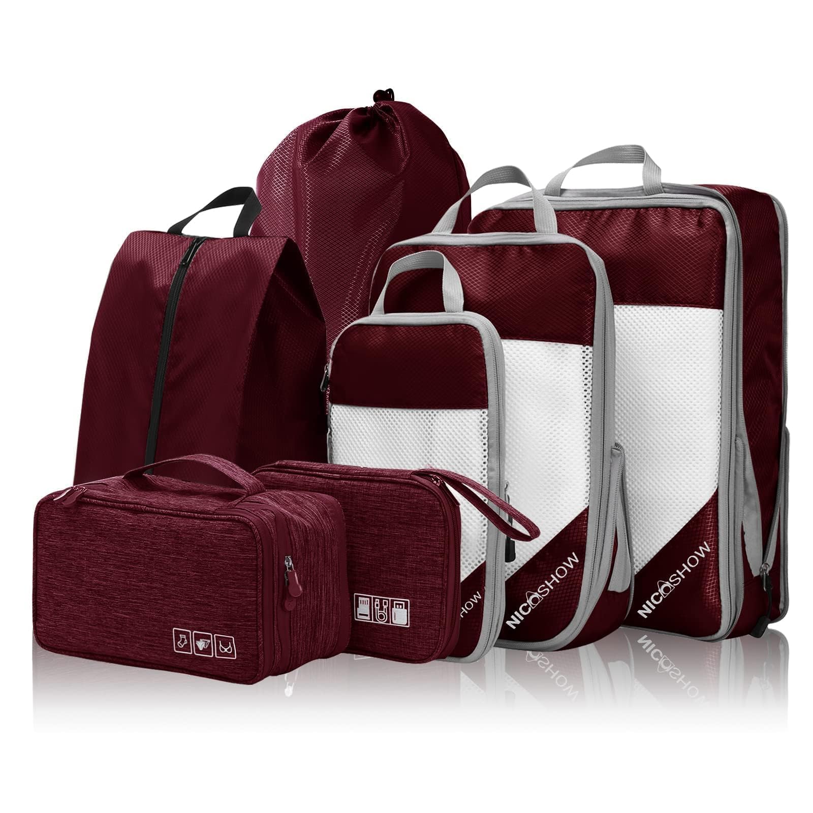 7 Set Compression Packing Cubes for Travel - Compressible, Lightweight, and Space-Saving…