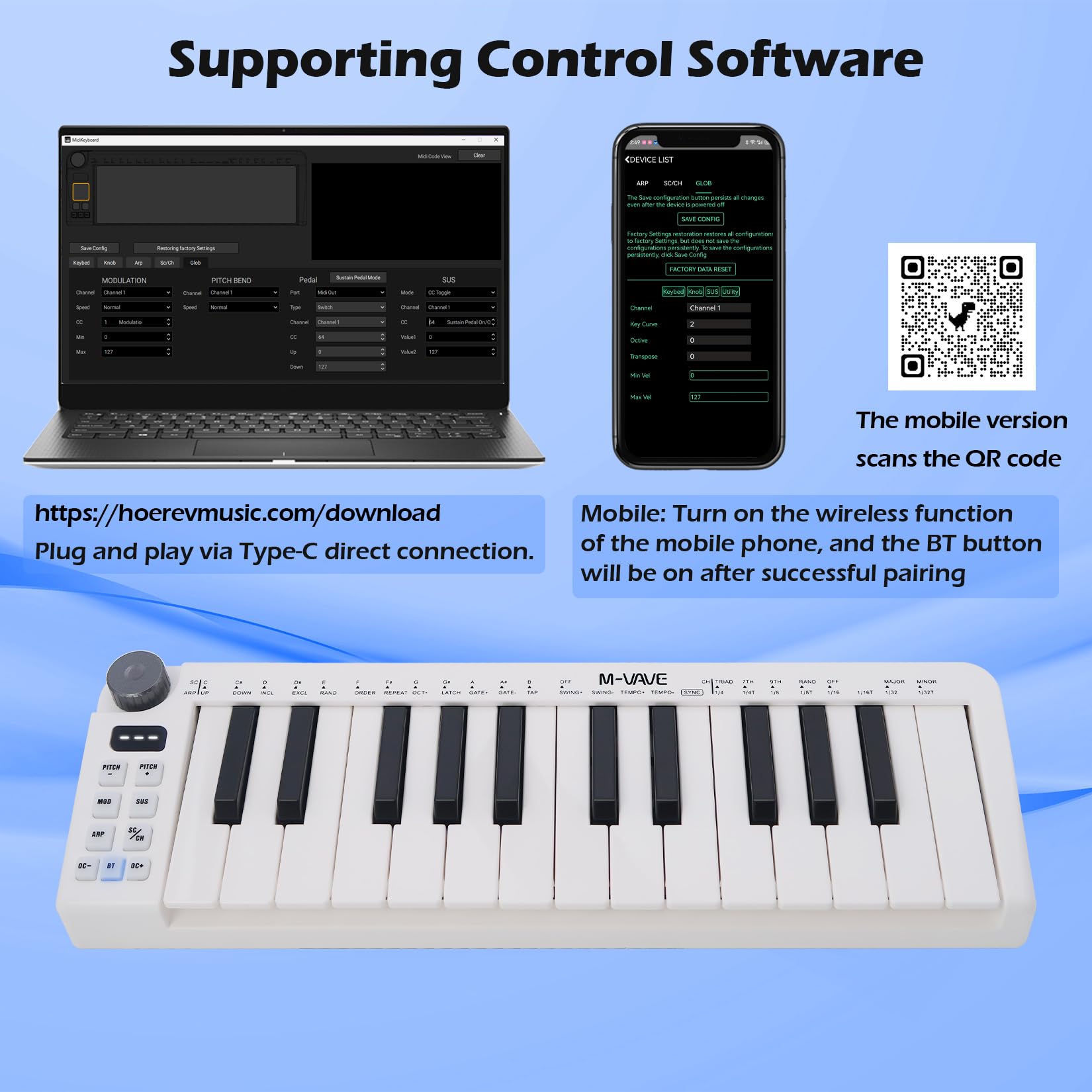 M-VAVE Teclado MIDI de 25 teclas, Mini teclado, creador de ritmos