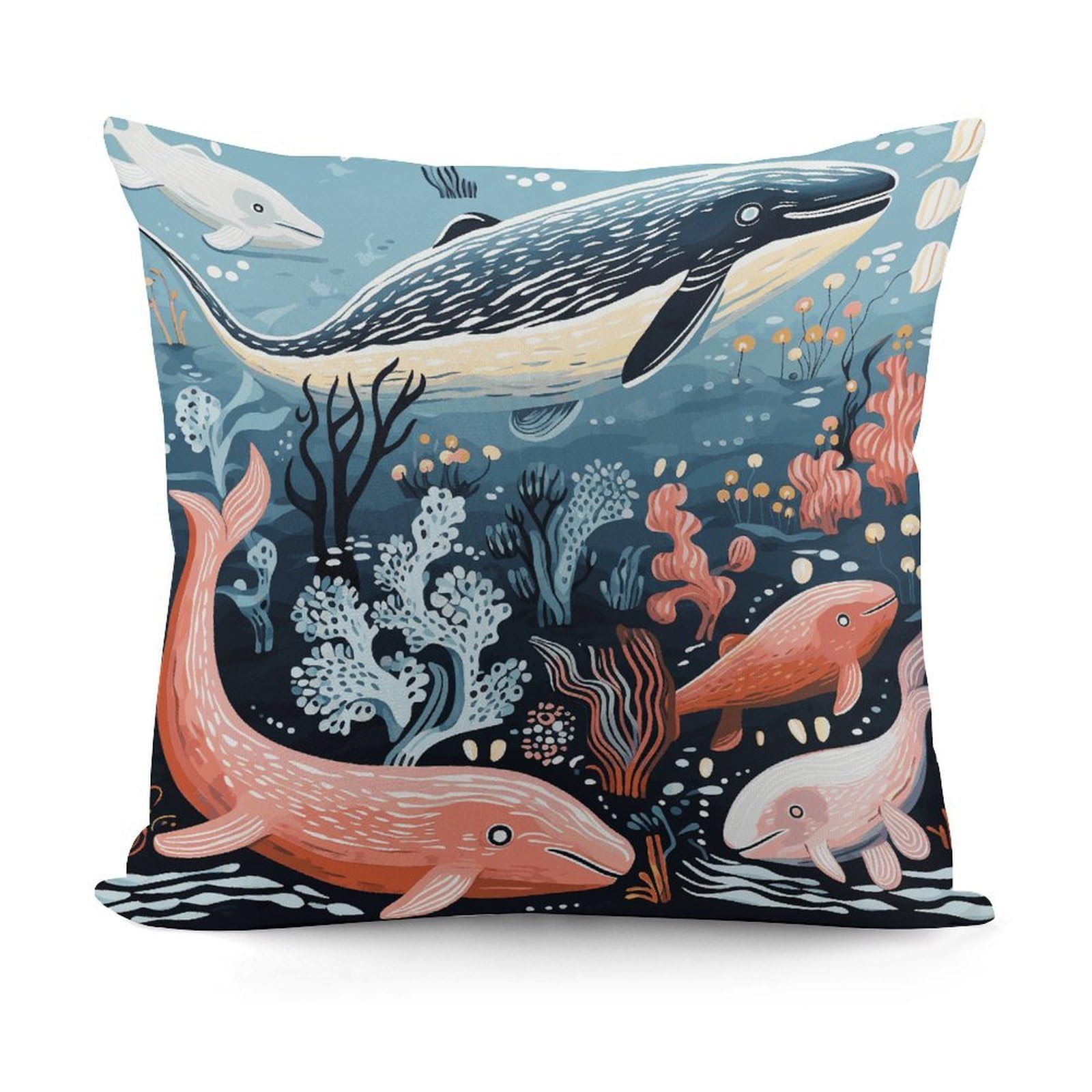 Adfgyerh Style Seal Whale Octopus Fish Decorative Pillow Covers, Throw Pillow Covers Soft For All Seasons, Pillowcases For Couch Living Room Sofa Bedroom 18X18 Inch