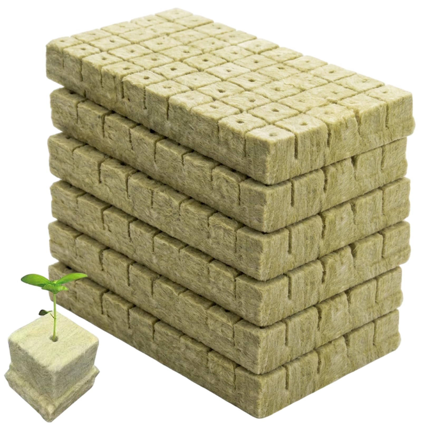 Ameble Green Rockwool Cubes 300Pcs 1X1x1 Inch Hydroponic Pods For Seed Starting Plant Propagation Cloning Soilless Hydroponic Growing System Supplies