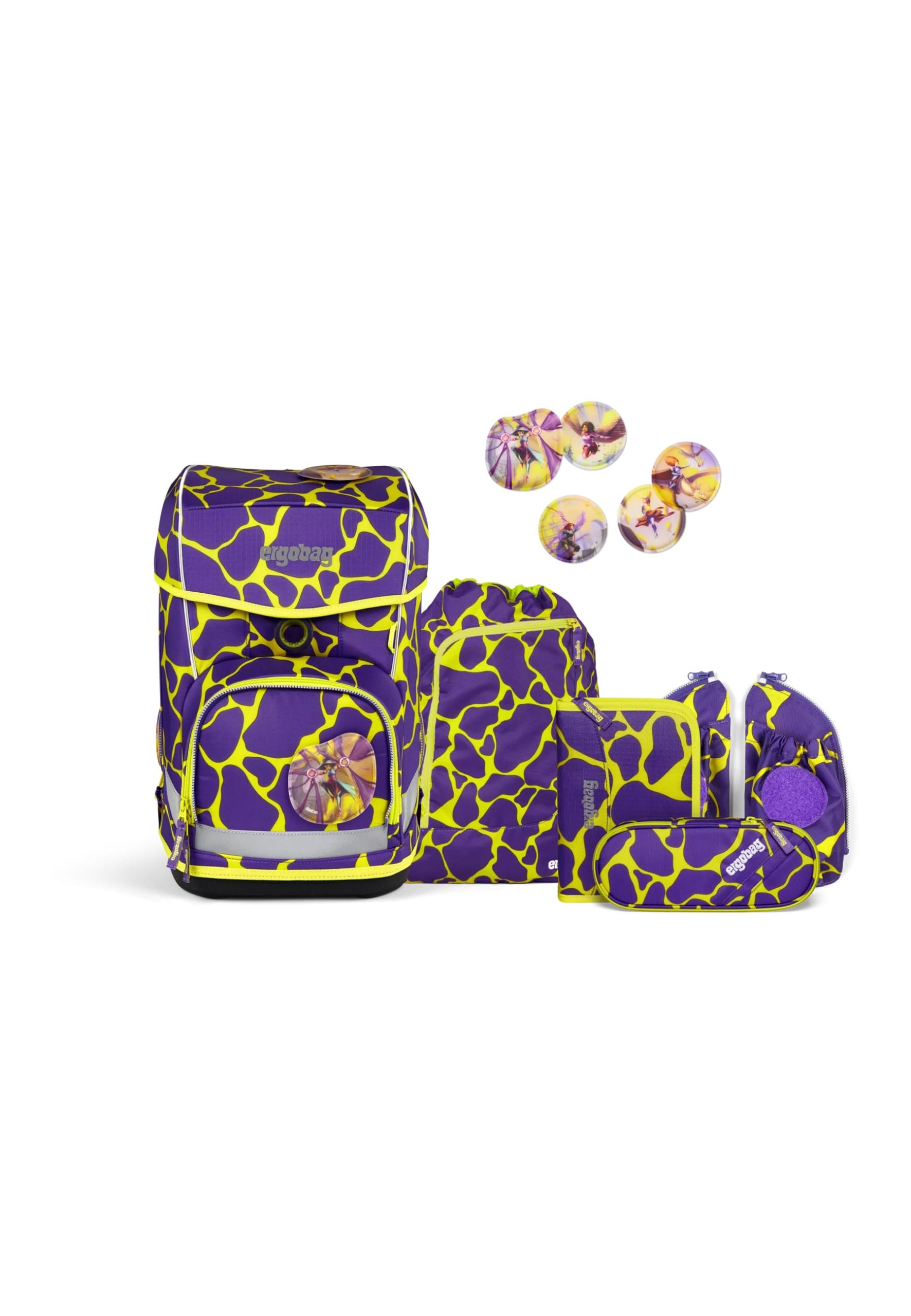 ergobag Schulranzen-Set cubo Light Set SuBärkraft - Lila | extra leichter ergonomischer Schulranzen mit nur 780 g im 6-teiligen Set aus der Vorgänger-Kollektion für die Schule