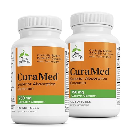 Terry Naturally/EuroPharma CuraMed 750mg BCM-95 Curcumin, 120 Softgels -(2 Pack)